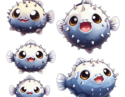 Pufferfish, in emoji style