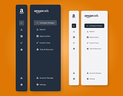 Sidebar Navigation Interface Design for Amazon Ads