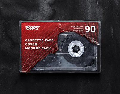 Old Compact Tape Cassette Cover Mockup Pack Retro