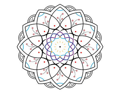 Simple mandala shape for beginners coloring