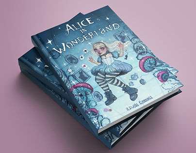 Alice In Wonderland Book cover and concept.