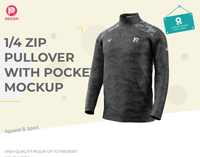 Quarter Zip Pullover Jacket With Pockets Mockup