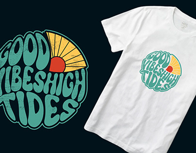 Good vibes high tides groovy summer t-shirt design