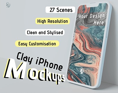 iPhone 14 Screen Clay Mockup Bundle | 27 Scenes