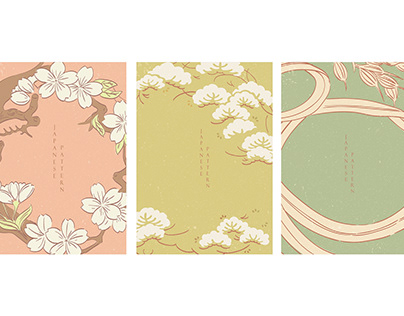 Japanese background with nature elements vector.