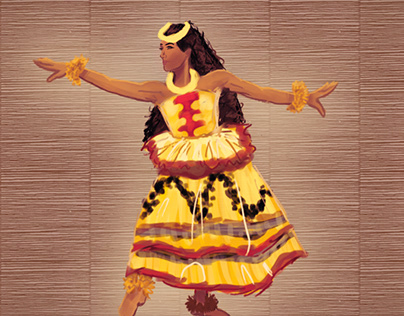 Hula Dancer with wood background
