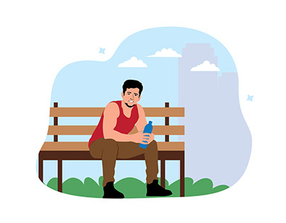 young man sitting in park chair