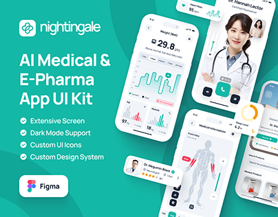 nightingale UI Kit: AI Medical & E-Pharmacy App