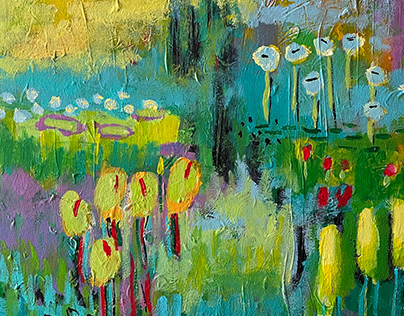 ACRYLIC ABSTRACT PAINTING «FLOWER FIELD»