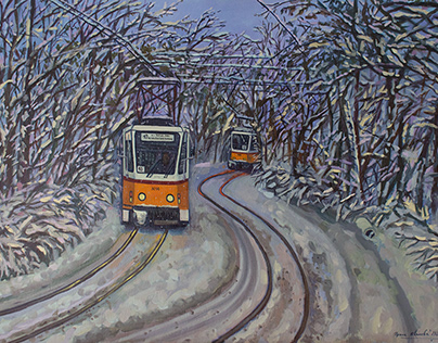 Snow trams -cityscapes