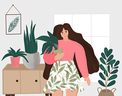 Illustration Susie and plants
