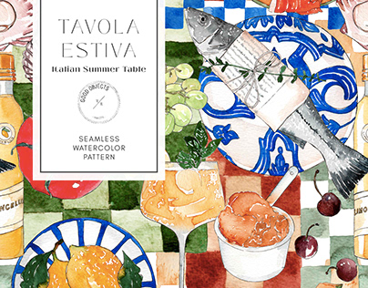 Tavola Estiva - italian summer table seamless pattern
