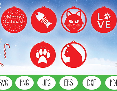 Christmas SVG: Christmas Cat Ornaments