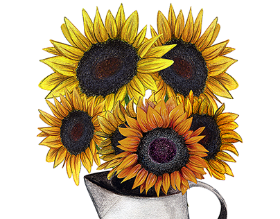 Sunflowers in a Jug Portrait
