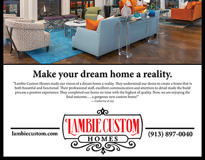 435 Mag Full page ad for Lambie Custom Homes