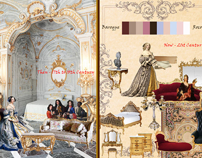 Theme board - baroque and rococo style time travel