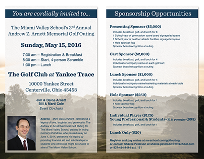 The Miami Valley School's Golf Outing, Direct Mailer