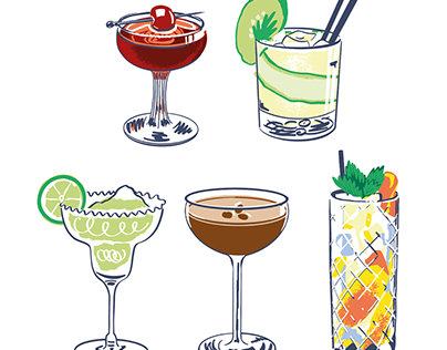 Cocktail Illustrations for Bristol Cocktail Week