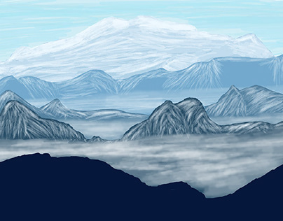 Mountains with snow - Drawing in Photoshop