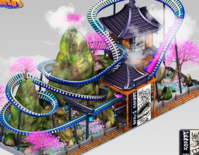 Roller Coaster. 3d Game Art.