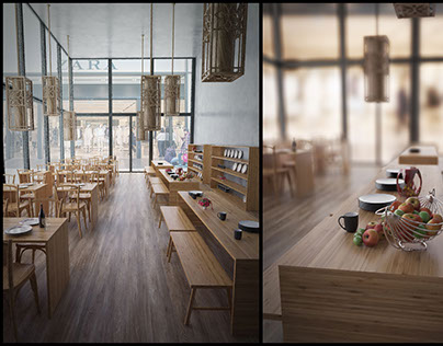 Restaurant Interior - 3DS Max - VRay - Photoshop