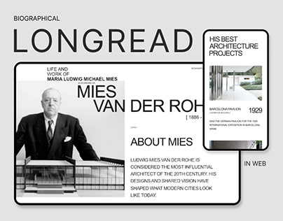 Biographical longread in Web - Mies van der Rohe