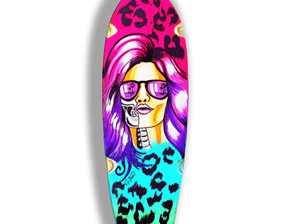 skateboard art - girl and skull