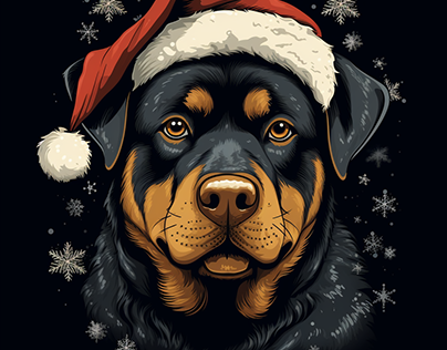 Festive Rottweiler Christmas Art