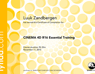 Certificate : Cinema 4D R16