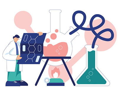 chemistry labolatory - illustrations set