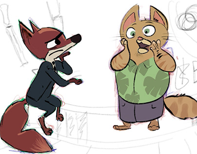 Project thumbnail - the fox and the surprised cat