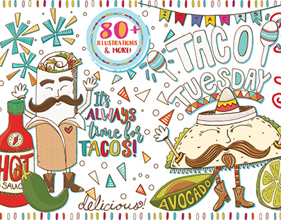 Taco Tuesday, Everyday! Vector Illustrations