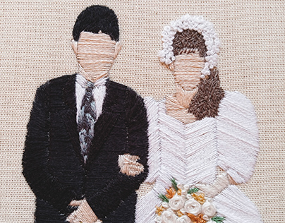 Hand Embroidery Wedding Portrait - Lucia & Roberto