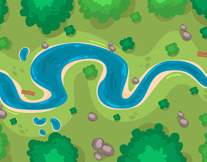 River Top View Background Illustration