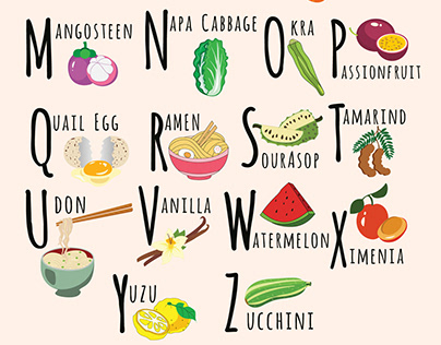 Asian food alphabet