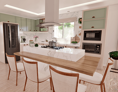 Cozinha e Sala de estar Verde Mint