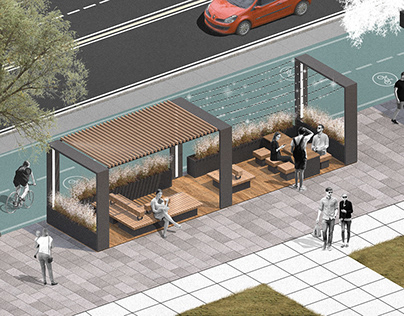 Parklets in an urban environment