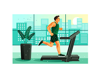 Man Running on a Treadmill Illustration