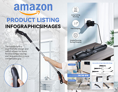 Amazon Listing Infographics lmages || cleaning brush