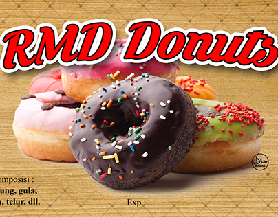 RMD Donuts - Disain label kemasan.