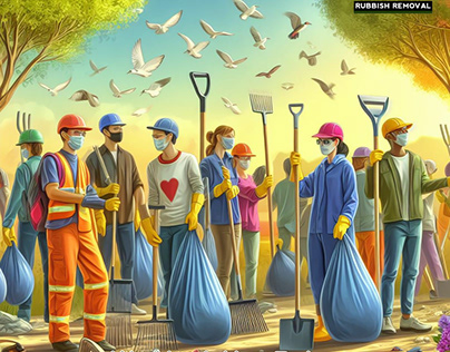 Rubbish Removal awareness poster illustration 3