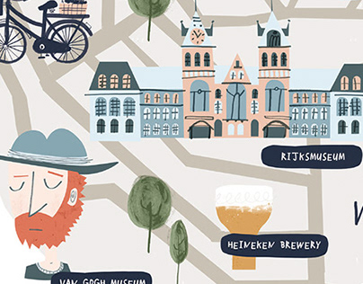 Illustrated Amsterdam Map