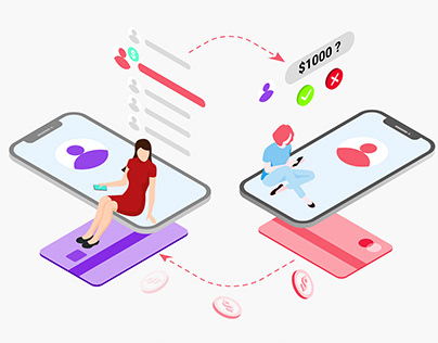 Mobile App E-Wallet Features Isometric
