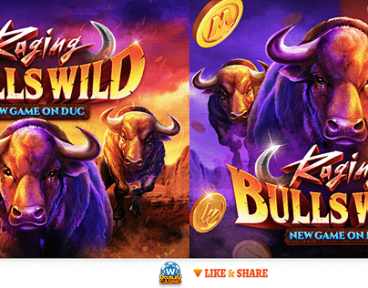 'Raging Bulls Wild' DoubleUCasino Icon, Background Work