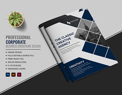 Professional Blue Business Brochure Design Template