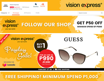 Lazada Payday Sale of Vision Express Homepage Layout