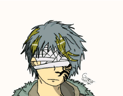Anime Boy With Bandages On His Face With A Coat On.