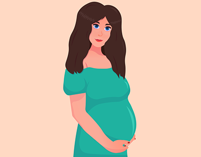 Cartoon pregnant woman for vitamin packaging
