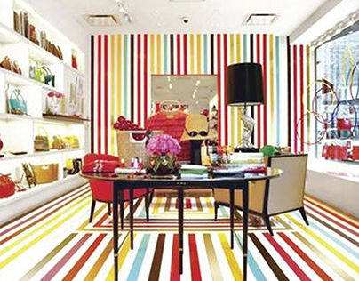 kate spade;  wall-to-floor stripes; store redesign