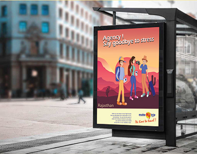 Bus stop ad for Make my trip